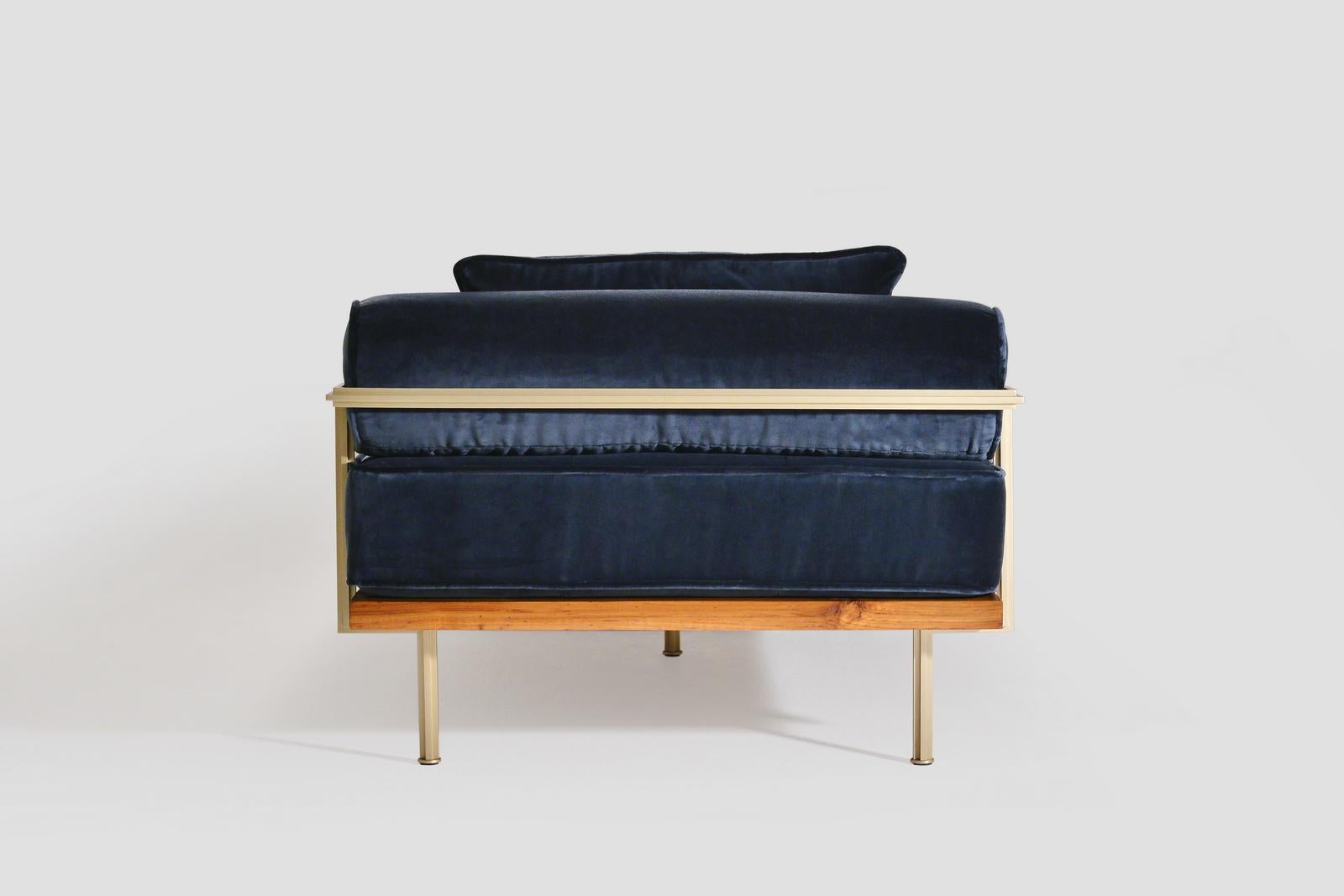 Reclaimed Wood Bespoke Daybed Bleached Hardwood & Brass Frame, by P. Tendercool (Indoor) For Sale