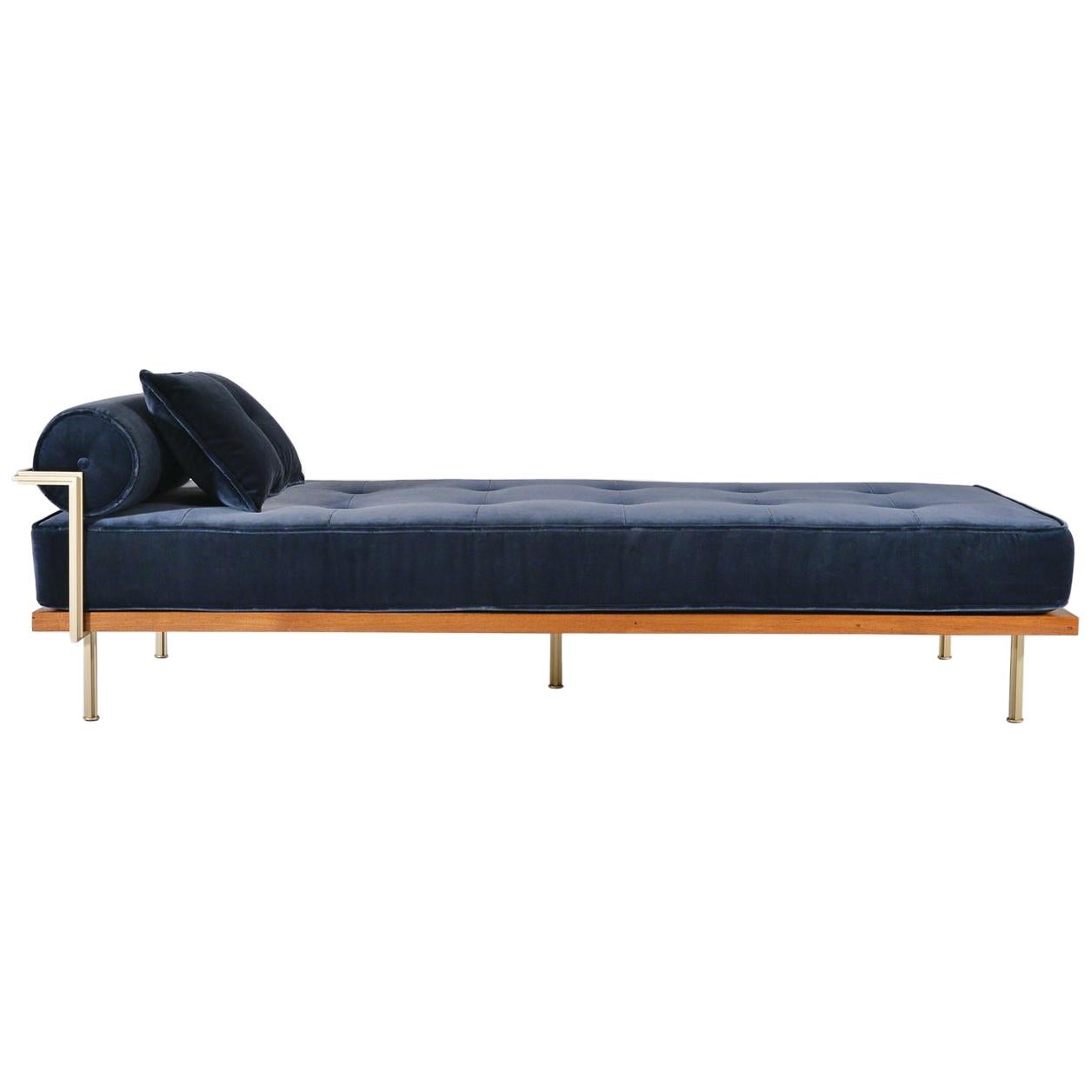 Bespoke Daybed Bleached Hardwood & Brass Frame, by P. Tendercool (Indoor) For Sale