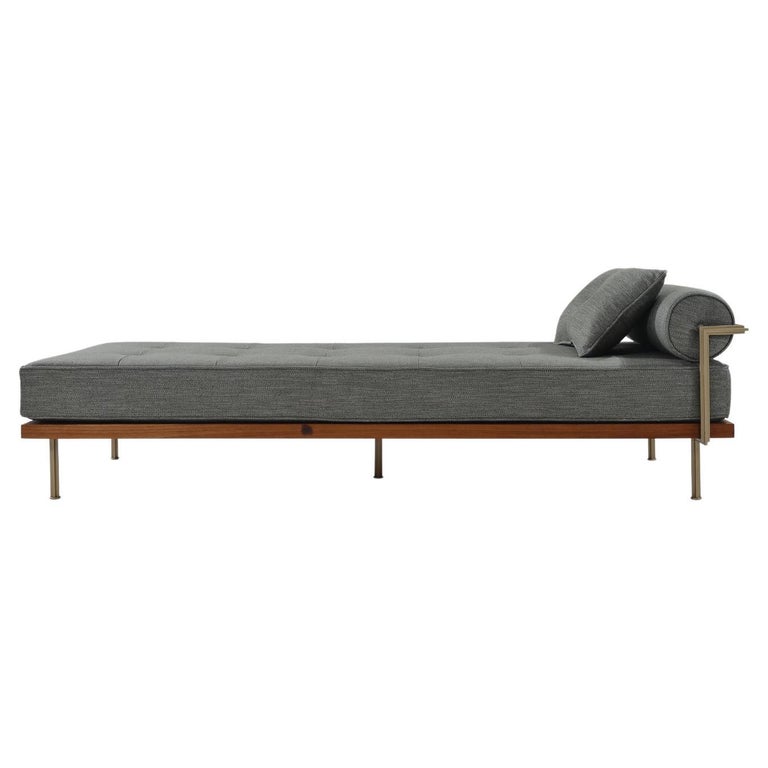Bespoke Daybed Reclaimed Hardwood and Brass Frame by P. Tendercool