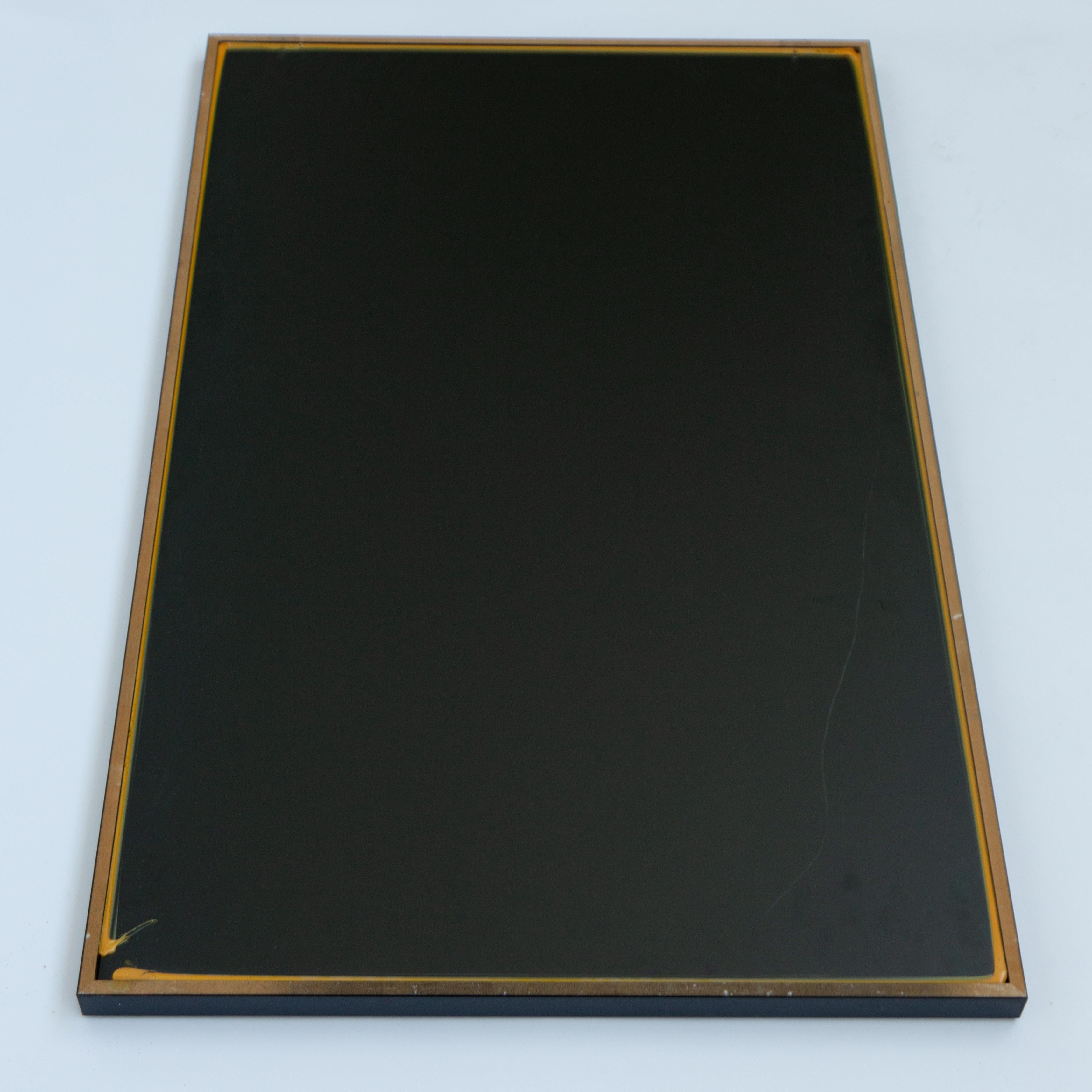 Glass Bespoke Decorative Rectangular Geometrical Mirror Black Frame, Early 1980s