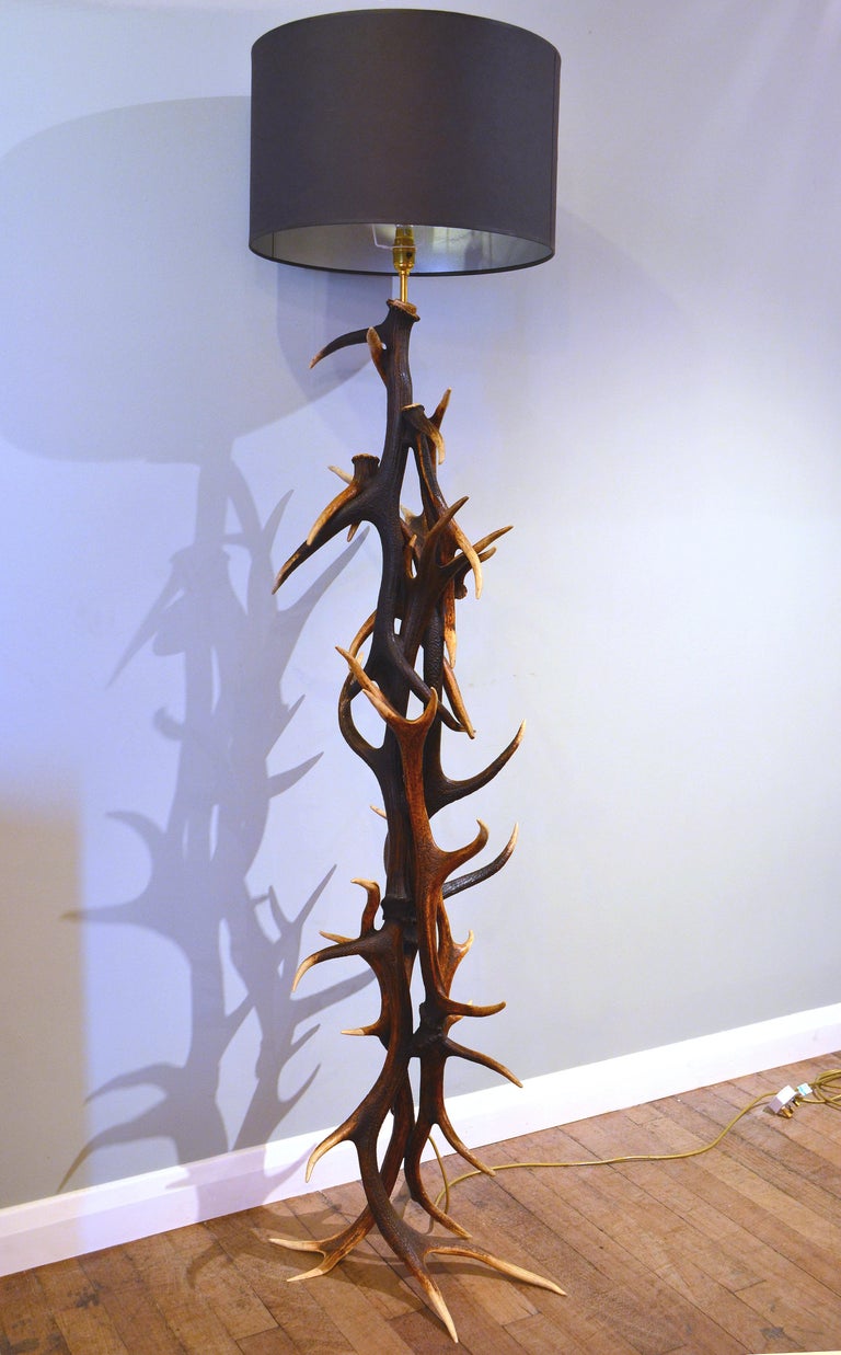 Bespoke Deer Antler Floor Standing Lamp For Sale at 1stDibs