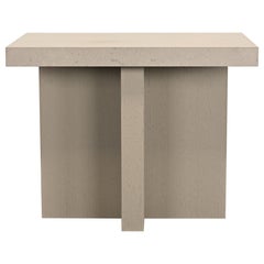Bespoke Designer Quartz Stone Top Side Table with Oak Base, Late 20th Century