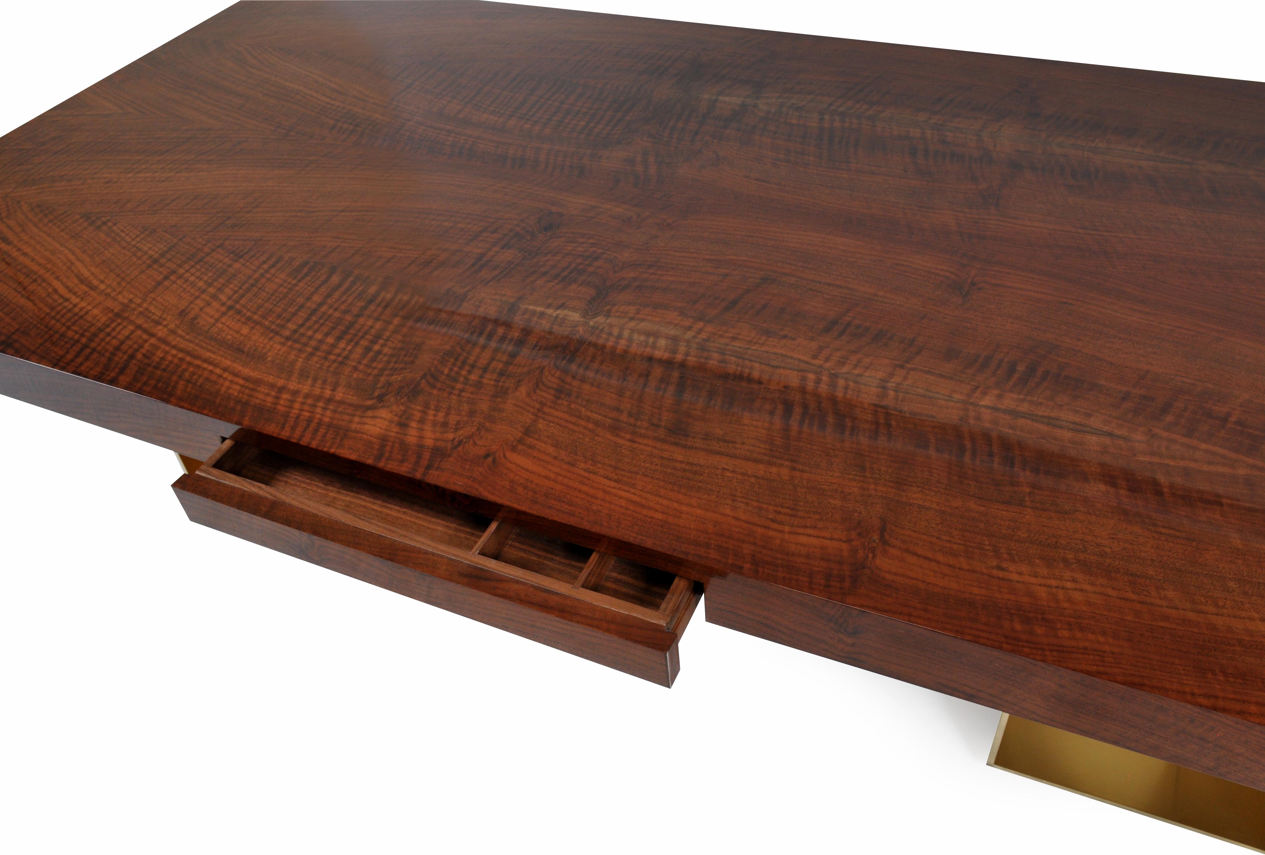 Modern Bespoke Desk in Claro Walnut and Bronze By Newell Design Studio For Sale