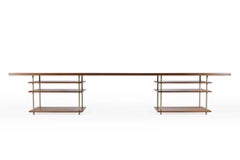 Bespoke Desk, Reclaimed Teak Hardwood, and Brass Frame, by P. Tendercool