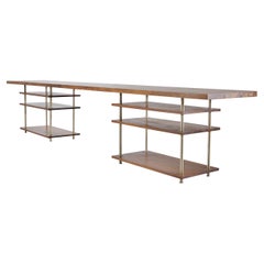 Bespoke Desk, Reclaimed Teak Hardwood, and Brass Frame, by P. Tendercool