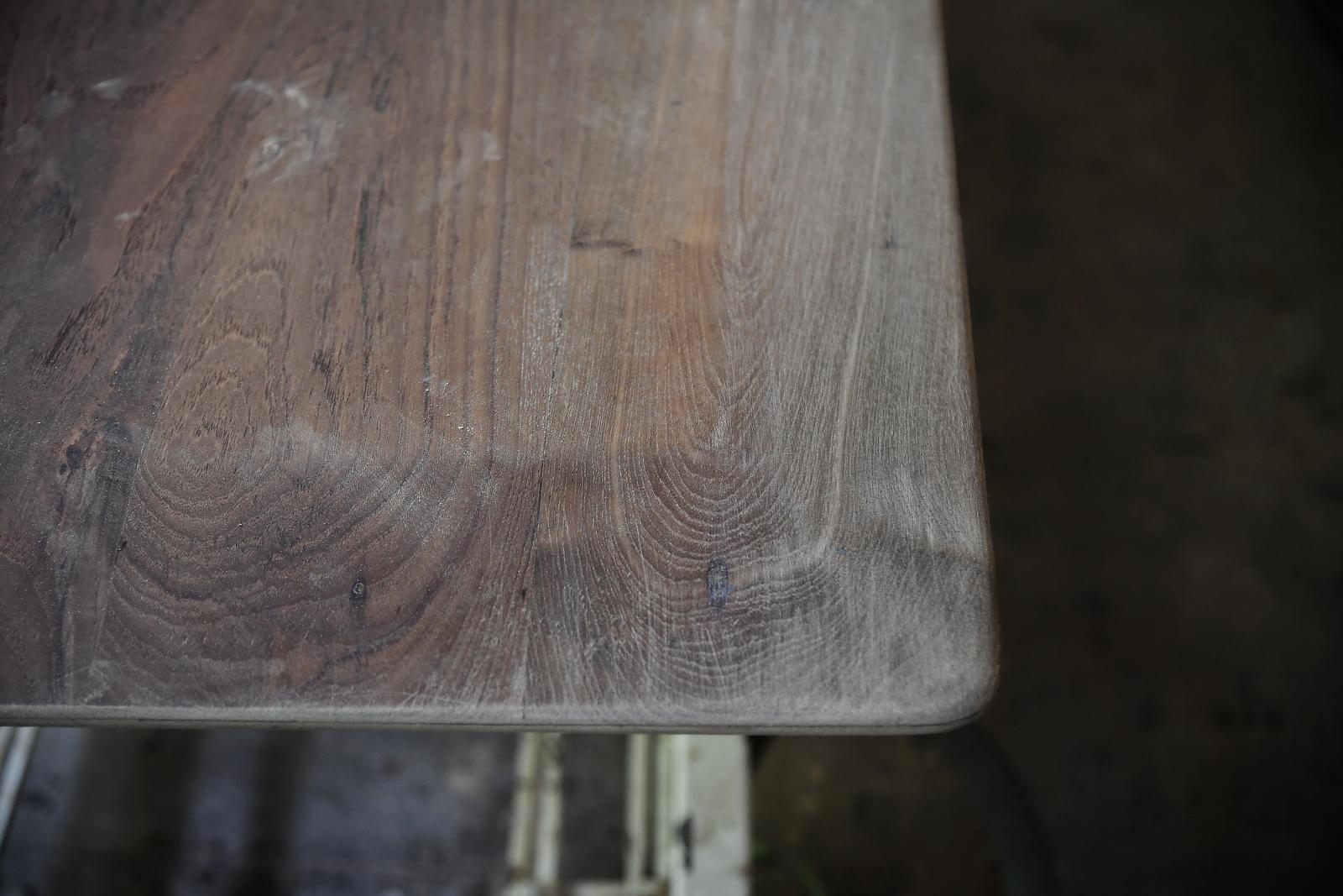 Bespoke Desk, Reclaimed Wood, Sand Cast Brass Base, by P. Tendercool For Sale 11