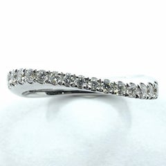 Bespoke Diamond Curved Contour Sculpted Wedding Band in 14K/18K White Gold