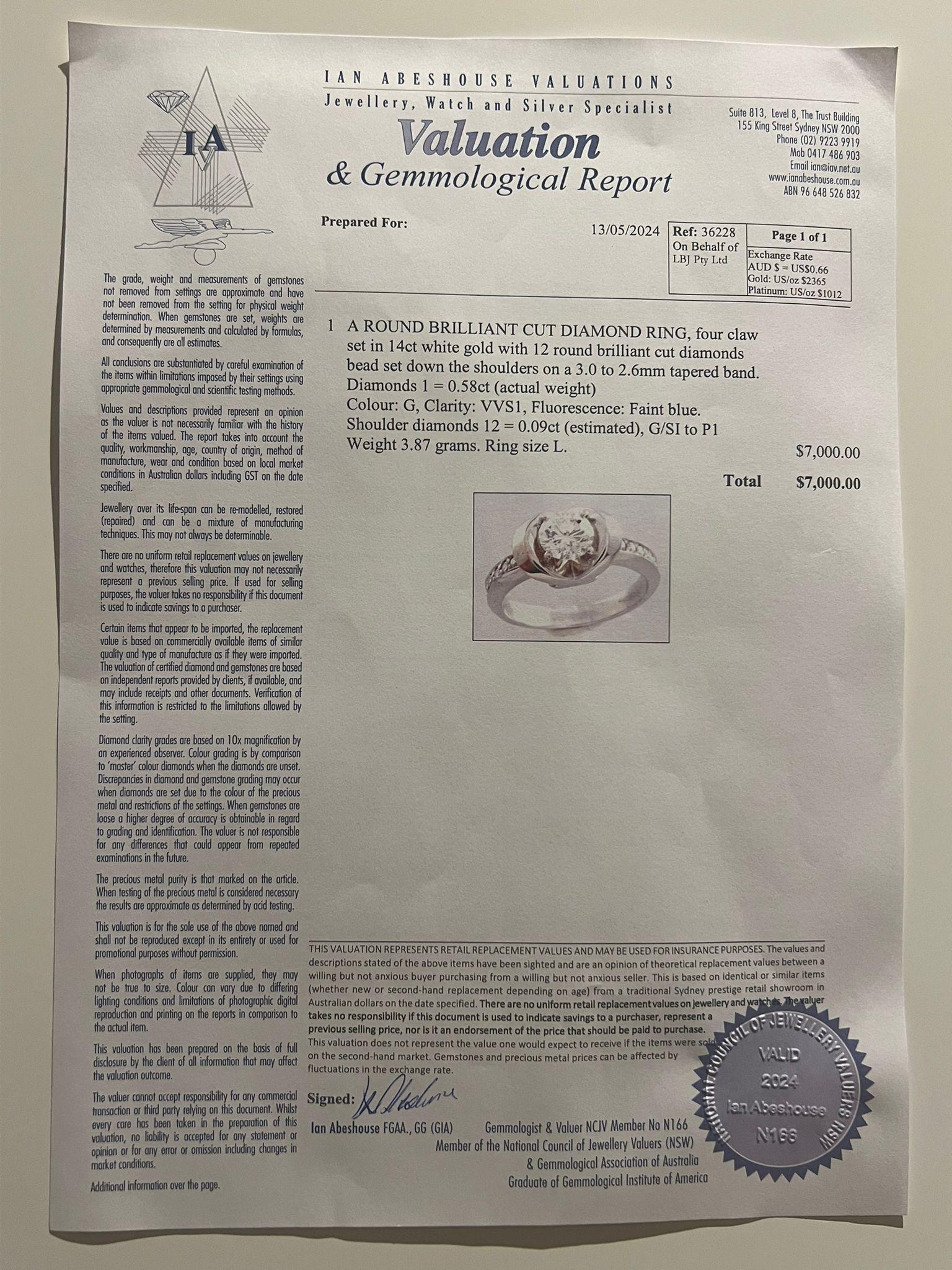 De las mujeres Anillo de compromiso de diamantes a medida 0.67 ct en venta