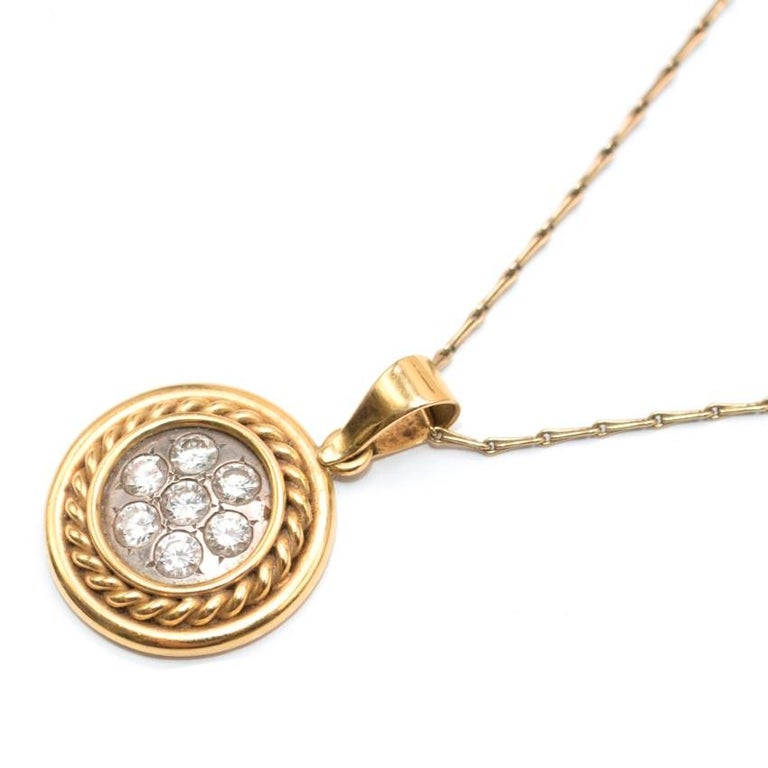 Bespoke Diamond Gold Circle Pendant Necklace For Sale at 1stDibs