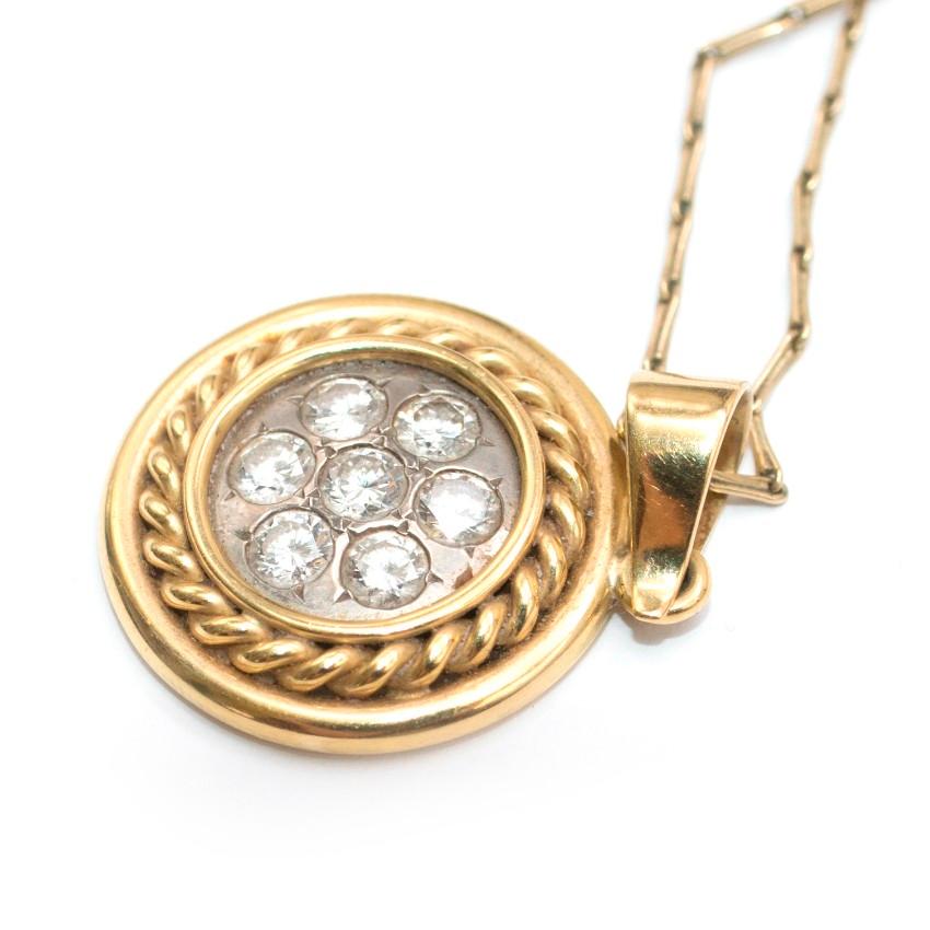 Bespoke Diamond Gold Circle Pendant Necklace For Sale 3