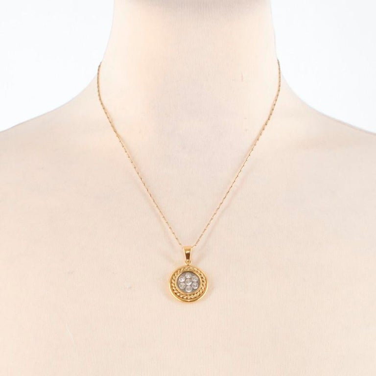 Bespoke Diamond Gold Circle Pendant Necklace For Sale at 1stDibs