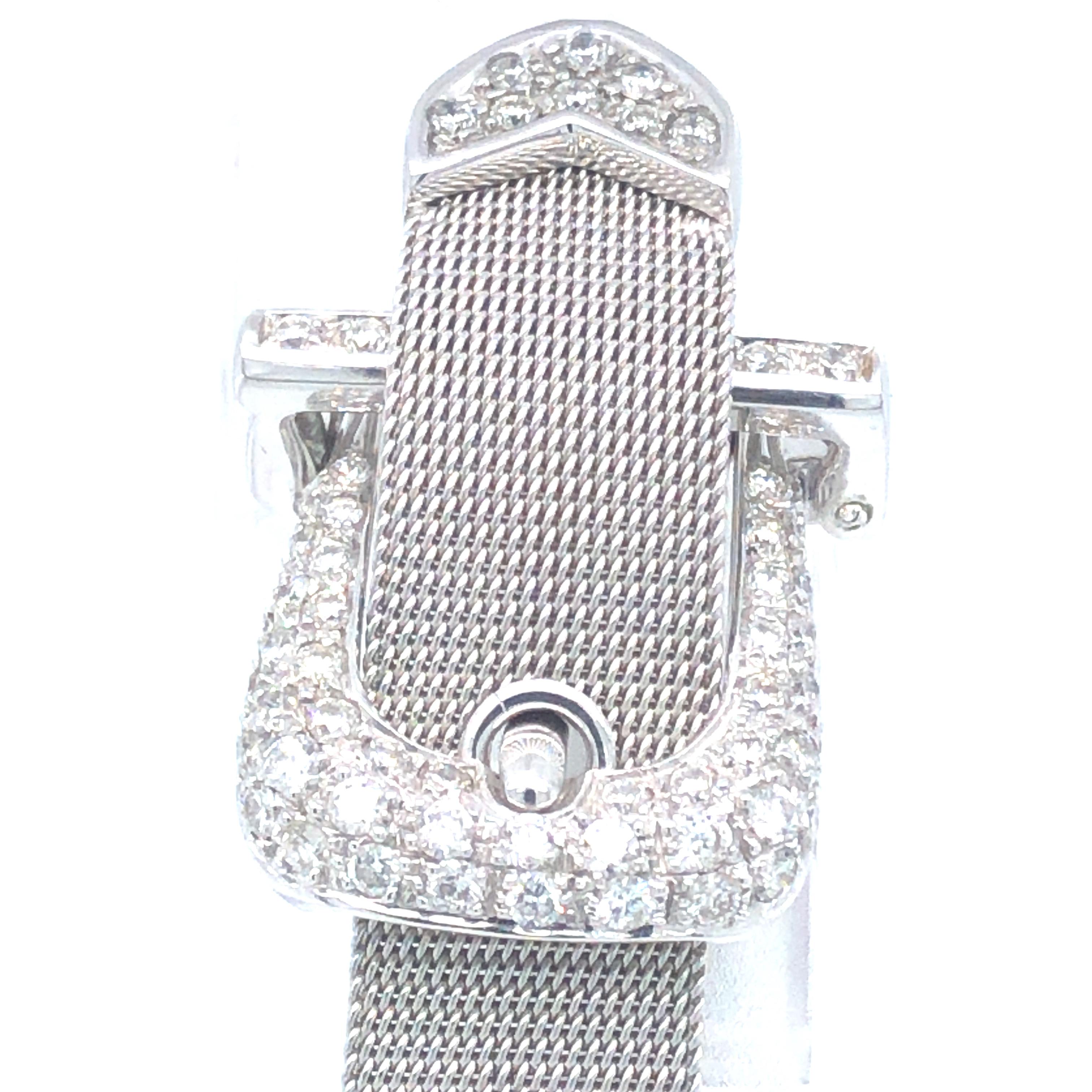 Brilliant Cut Bespoke Diamond Handmadeset Buckle Bracelet