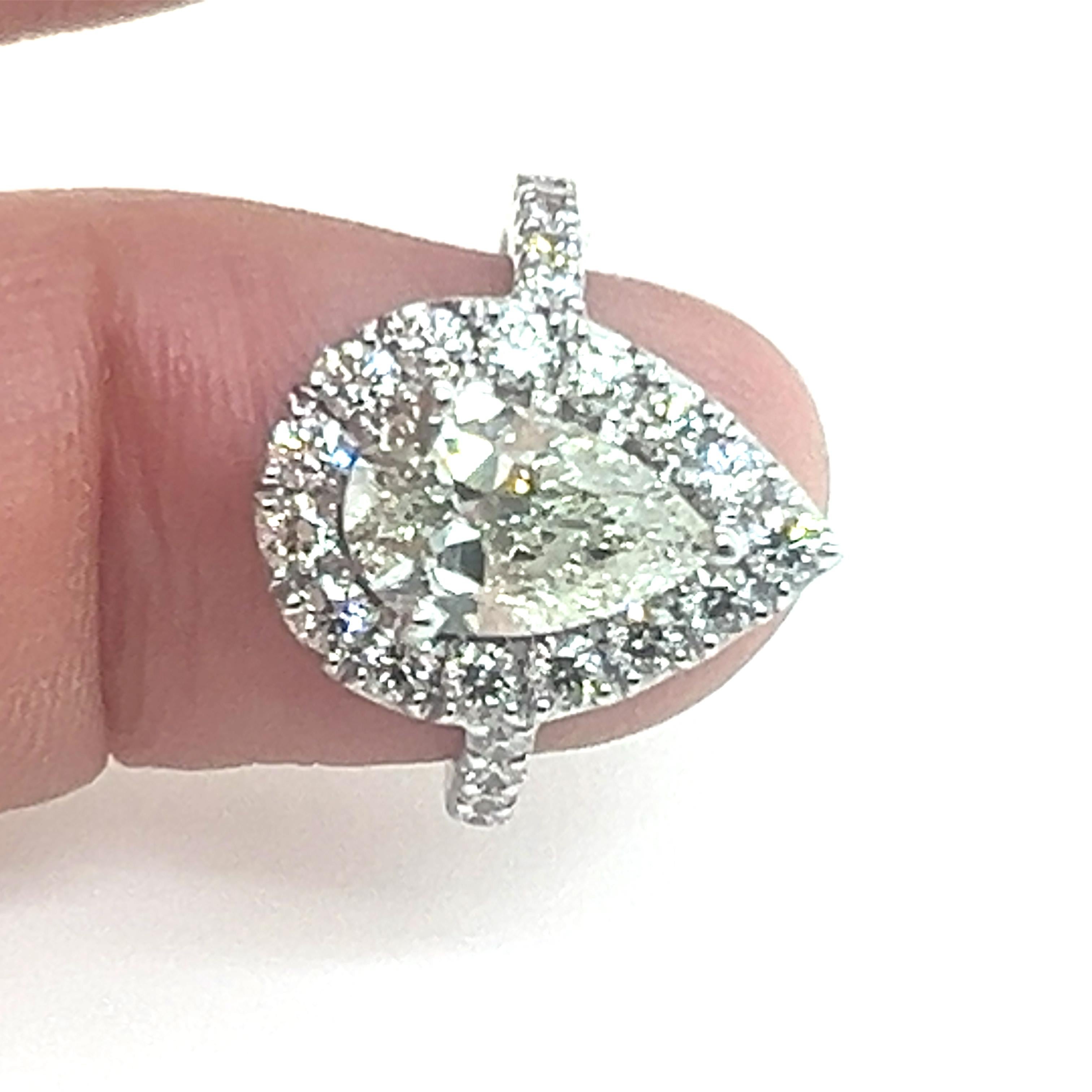 Bespoke Diamond Pear Cluster Ring 2.98ct For Sale 2
