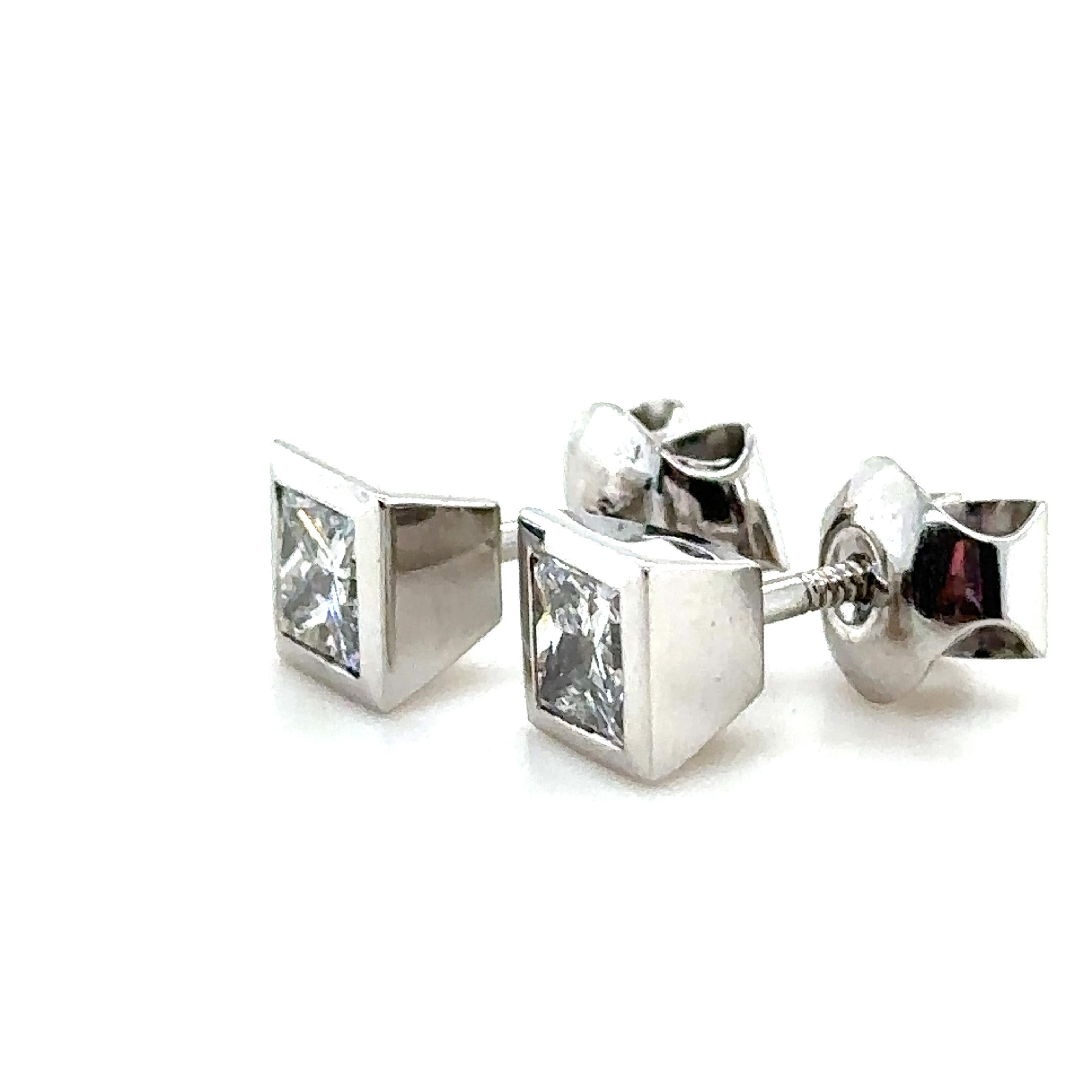Women's Bespoke Diamond Princess Cut Earrings 1.16ct For Sale