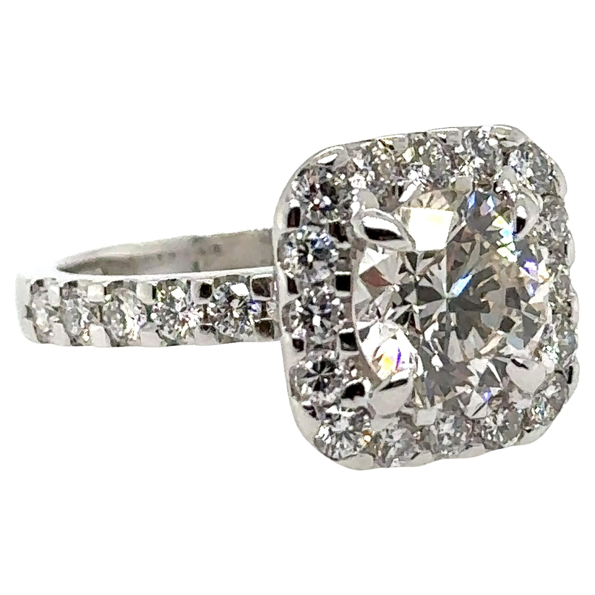 Bespoke Diamond Square Cluster Ring 2.84ct For Sale