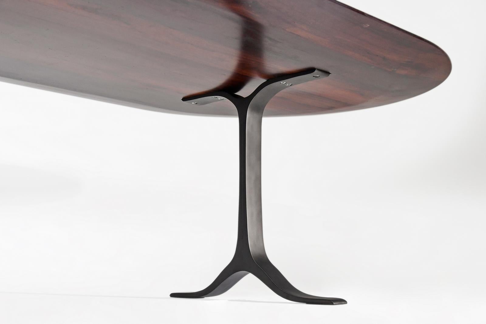Bespoke Dining Table Beveled Edge Reclaimed Wood, Aluminum Base by P. Tendercool For Sale 3