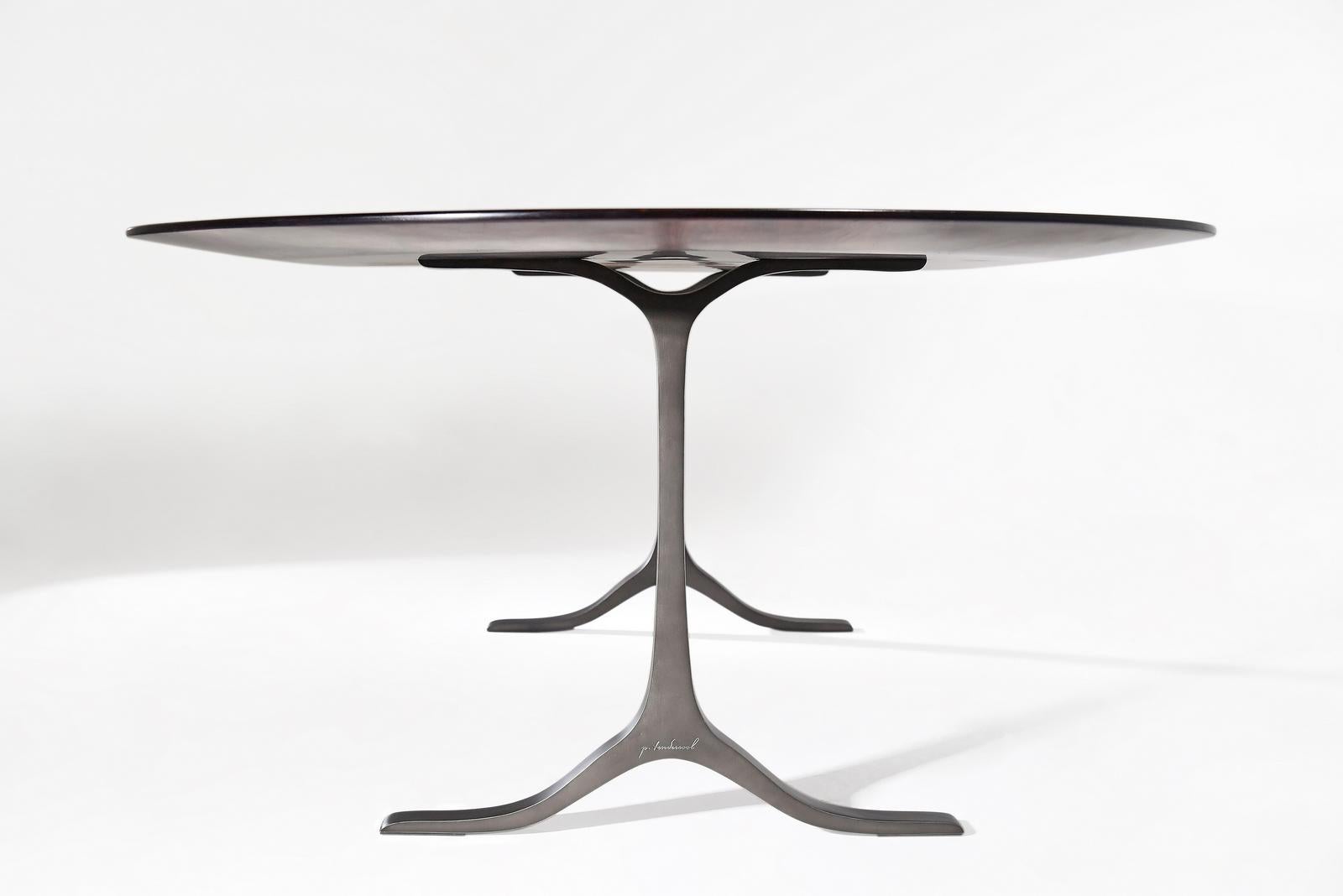 Cast Bespoke Dining Table Beveled Edge Reclaimed Wood, Aluminum Base by P. Tendercool For Sale