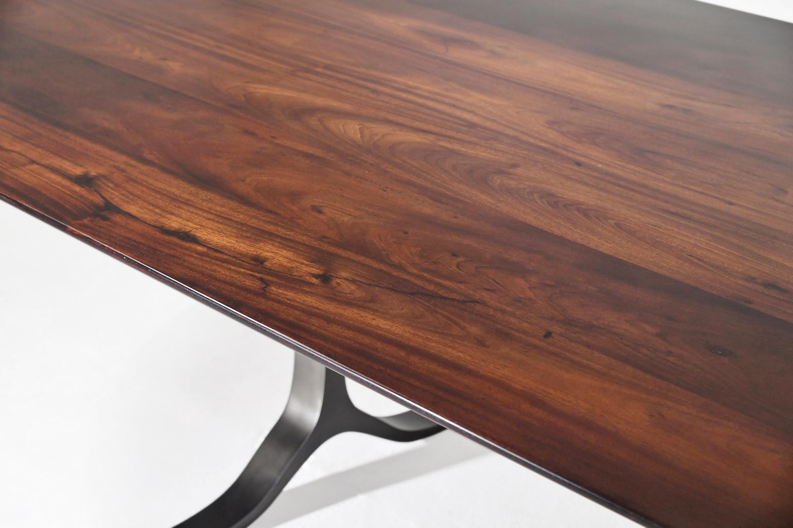 Bespoke Dining Table Beveled Edge Reclaimed Wood, Aluminum Base by P. Tendercool For Sale 1