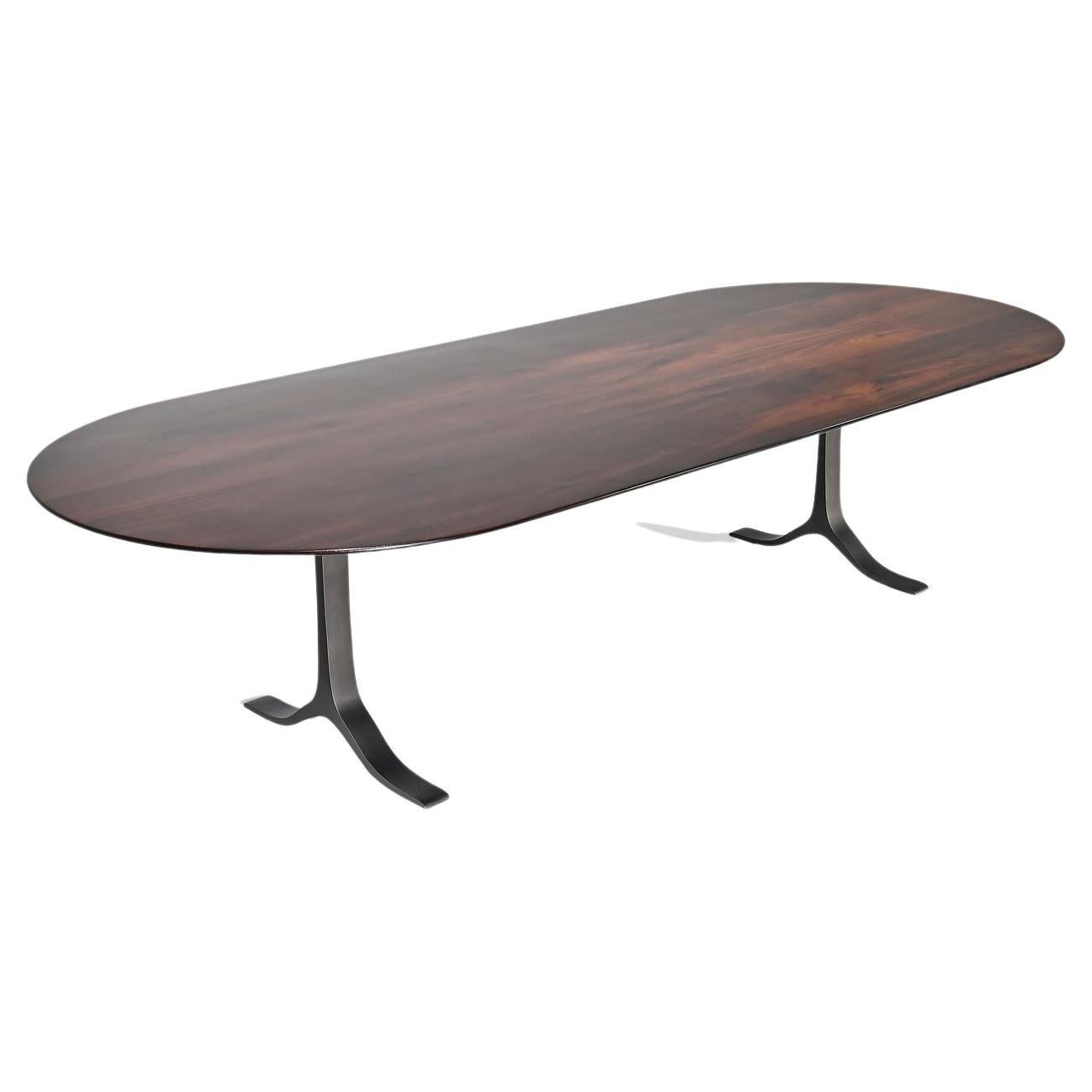 Bespoke Dining Table Beveled Edge Reclaimed Wood, Aluminum Base by P. Tendercool For Sale