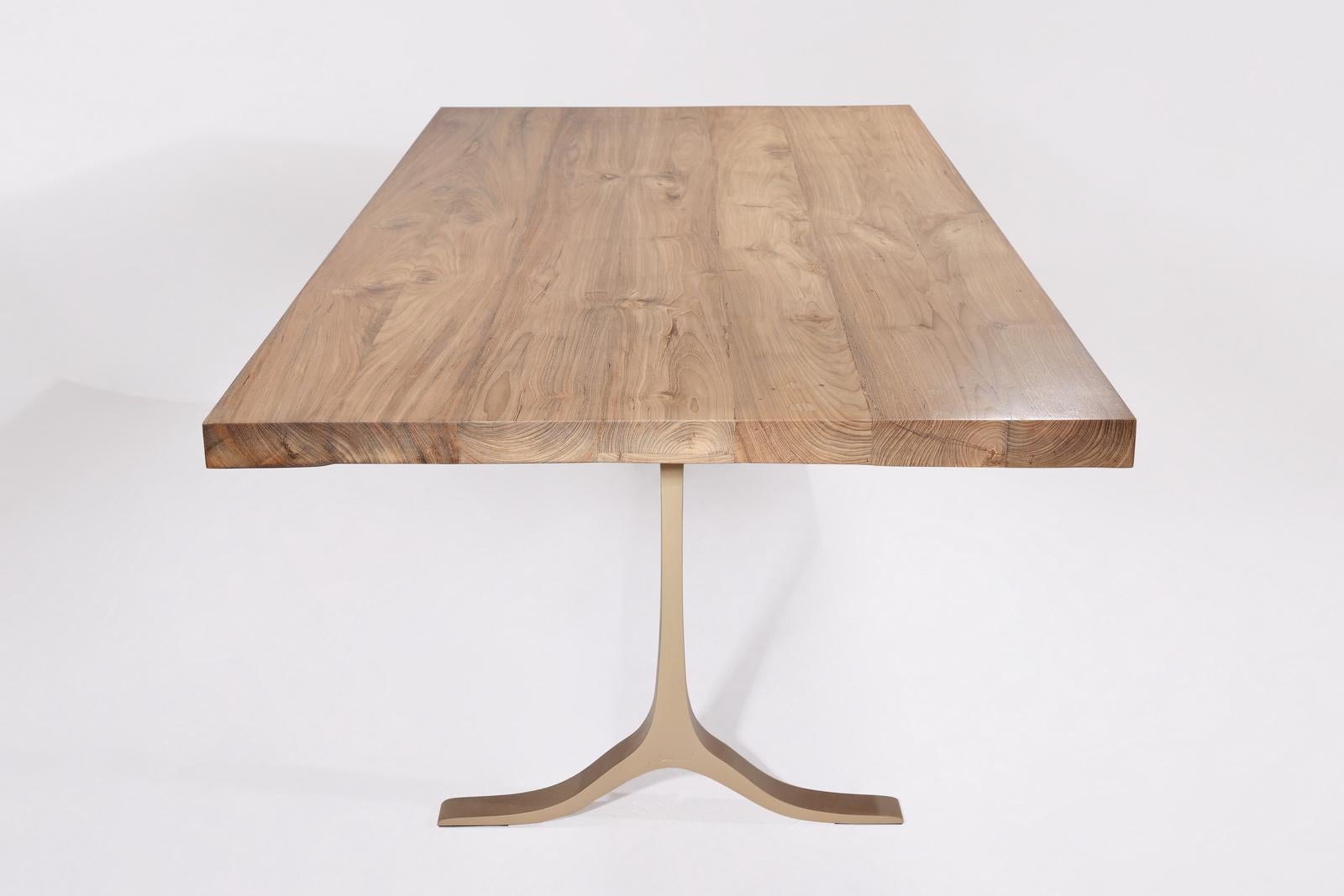 Cast Bespoke Dining Table, Reclaimed Hardwood, Brass Base by P. Tendercool 'In-Stock' For Sale