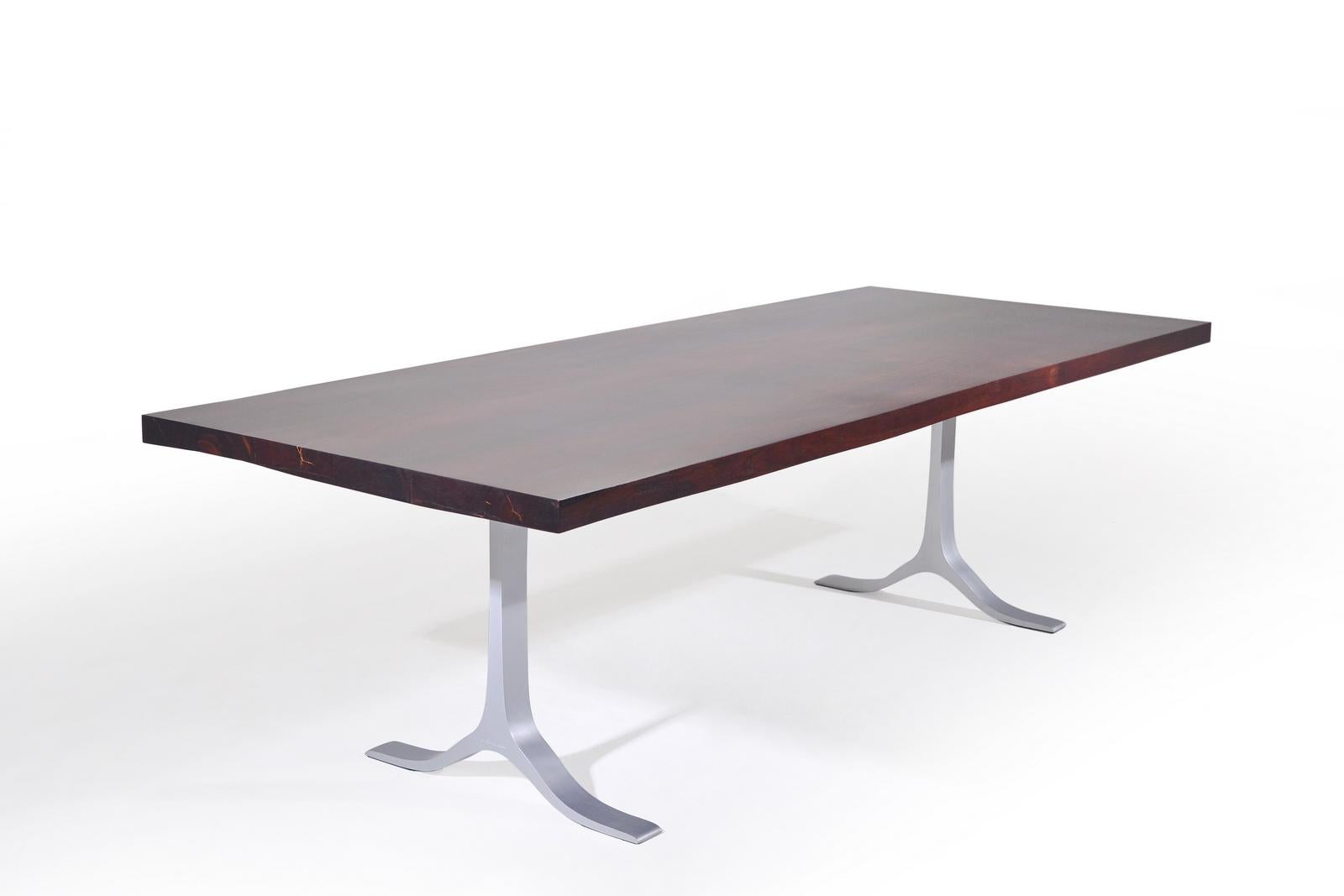 Minimalist Bespoke Dining Table, Reclaimed Wood, Sand Cast Aluminum Base, by P. Tendercool For Sale