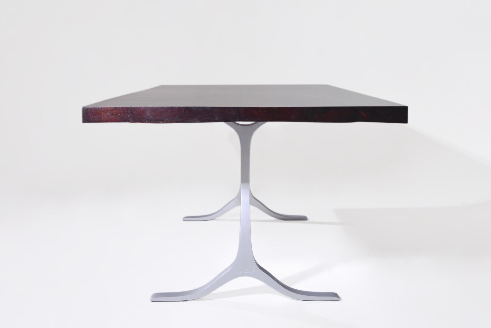 Thai Bespoke Dining Table, Reclaimed Wood, Sand Cast Aluminum Base, by P. Tendercool For Sale