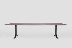 Bespoke Dining Table, Reclaimed Wood, Sand Cast Brass Base, by P. Tendercool