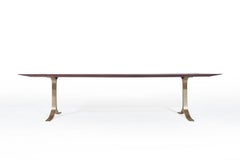 Bespoke Dining Table, Reclaimed Wood, Sand Cast Brass Base, by P. Tendercool