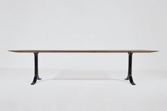 Bespoke Dining Table, Reclaimed Wood, Sand Cast Brass Base, by P. Tendercool
