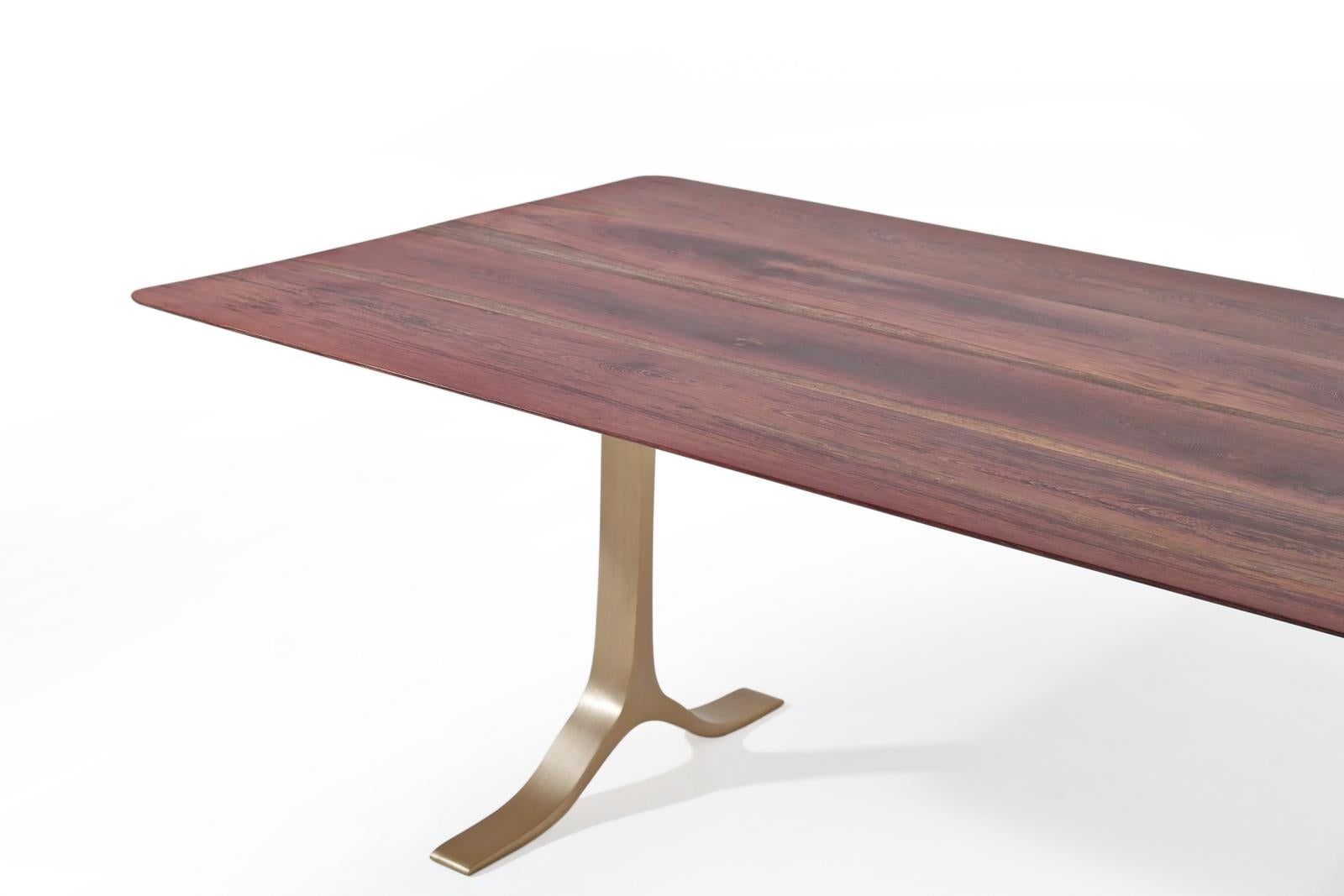 Thai Bespoke Dining Table, Reclaimed Wood, Sand Cast Brass Base, by P. Tendercool For Sale