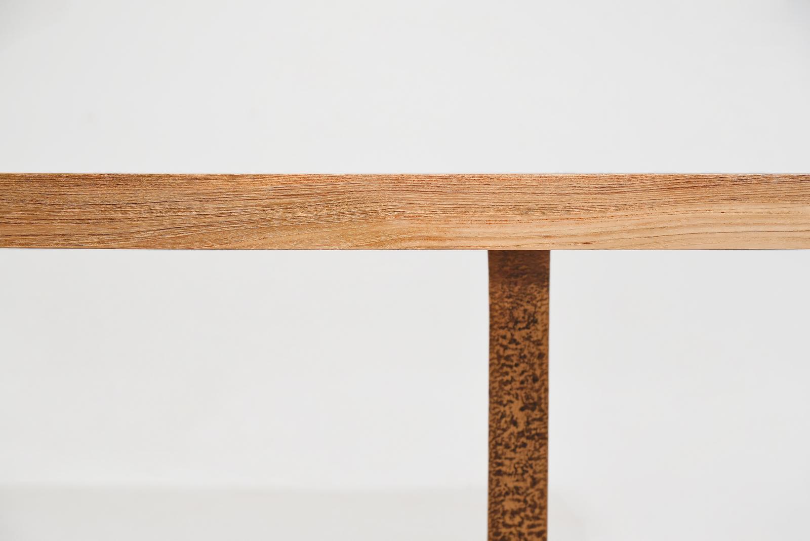 Bespoke Dining Table, Reclaimed Wood, Sand Cast Bronze Base, by P. Tendercool For Sale 5