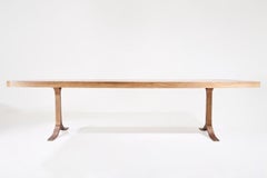 Bespoke Dining Table, Reclaimed Wood, Sand Cast Bronze Base, by P. Tendercool