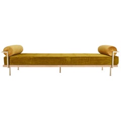 Bespoke Double Daybed Bleached Hardwood & Solid Brass by P. Tendercool (Indoor)