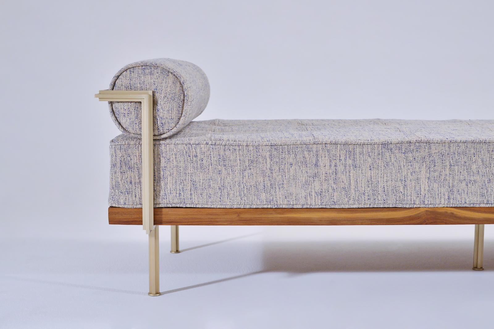 Thai Bespoke Double Daybed Reclaimed Hardwood & Solid Brass by P. Tendercool (Indoor) For Sale