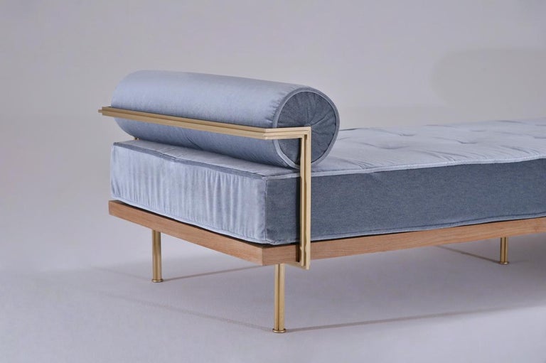 Bespoke Double Daybed in Reclaimed Hardwood and Solid Brass Frame, P