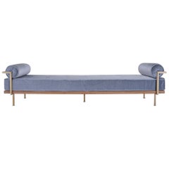 Bespoke Double Daybed in Bleached Hardwood and Brass Frame, P.Tendercool (Indoor)