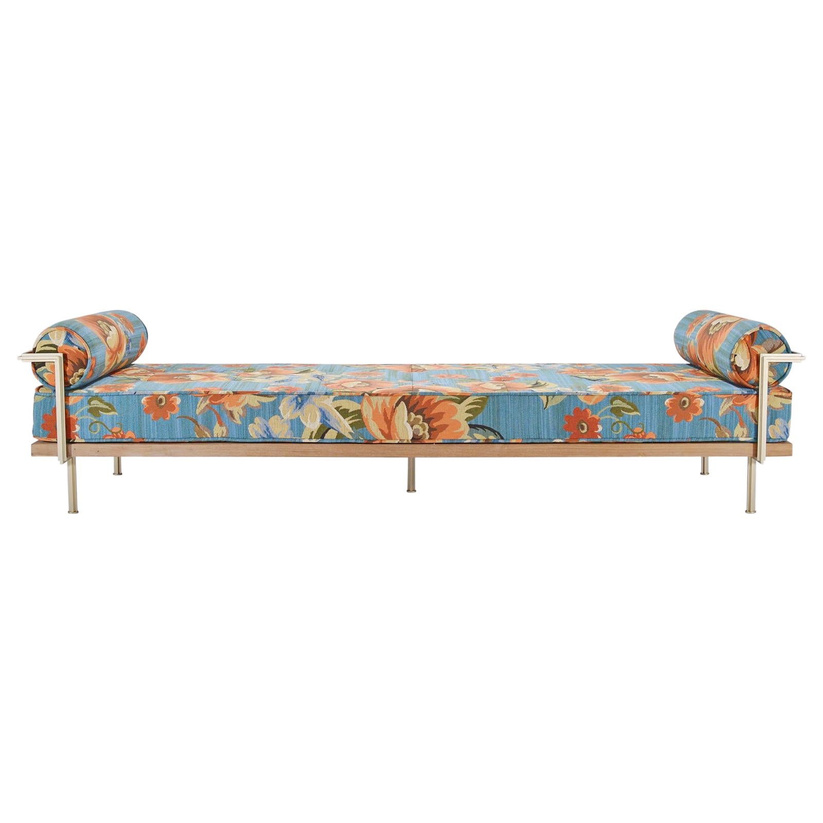 Bespoke Double Daybed Bleached Hardwood & Brass Frame by P.Tendercool (Indoor) For Sale