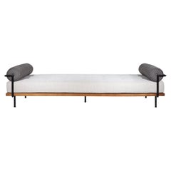Bespoke Double Daybed Reclaimed Hardwood & Solid Brass by P. Tendercool (Indoor)