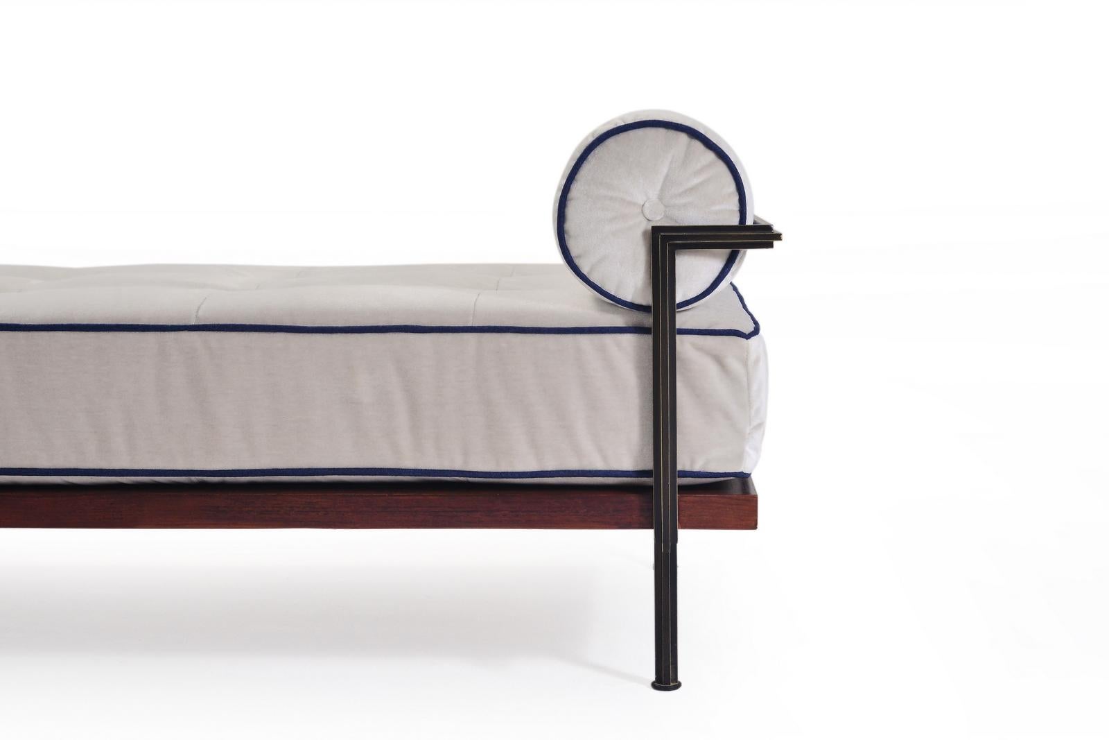 Thai Bespoke Double Daybed Indoor Reclaimed Hardwood and Solid Brass Frame 'In-Stock' For Sale