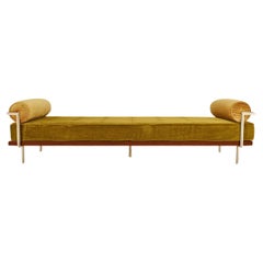 Bespoke Double Daybed Reclaimed Hardwood & Solid Brass by P. Tendercool (Indoor)