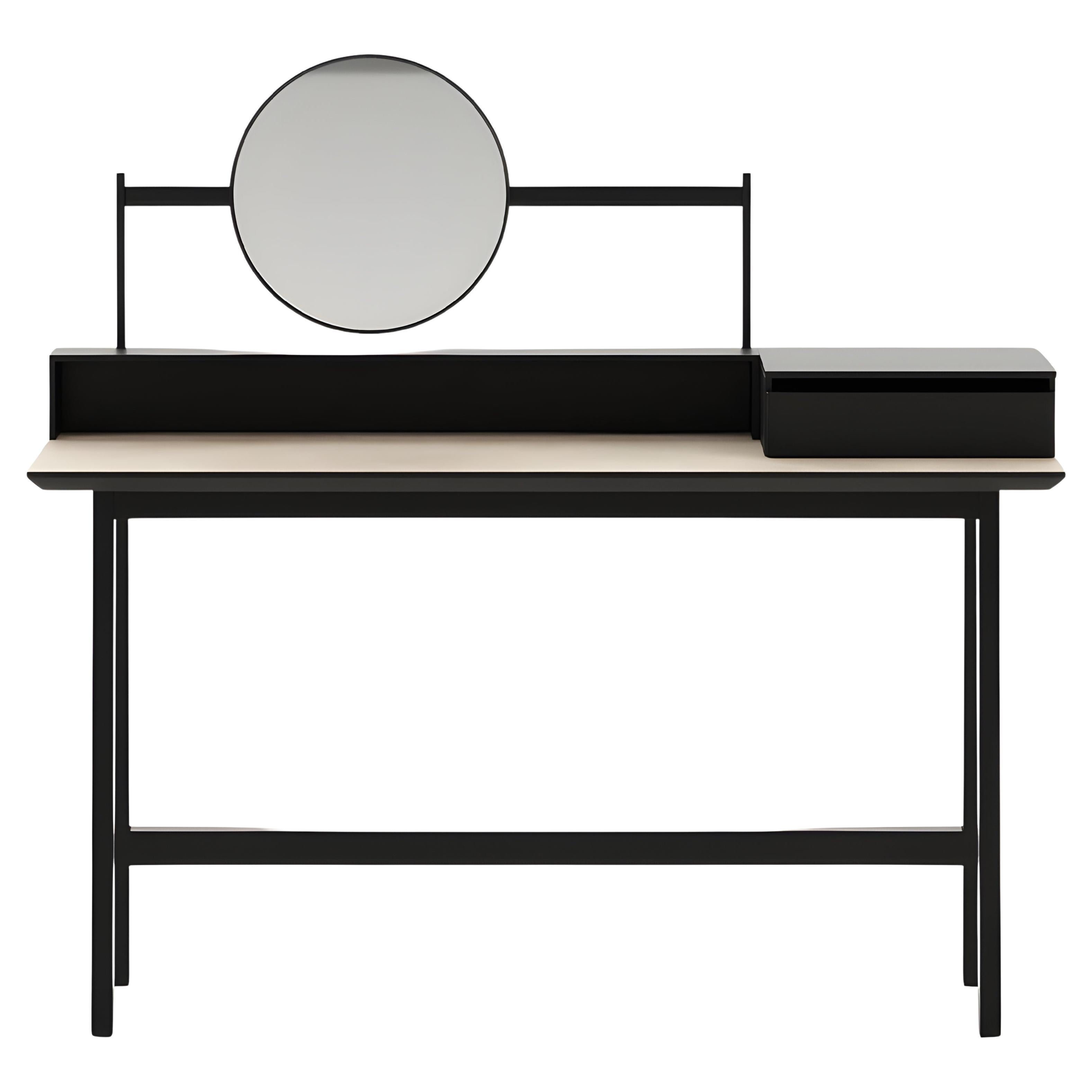 Maßgeschneiderter Kommodentisch/Schreibtisch in schwarzem Lack, matt-Versatile, minimalistisches Design