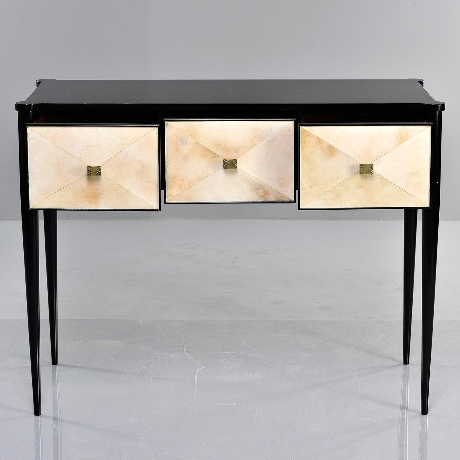 English Bespoke Ebonized Console with Vellum Drawers