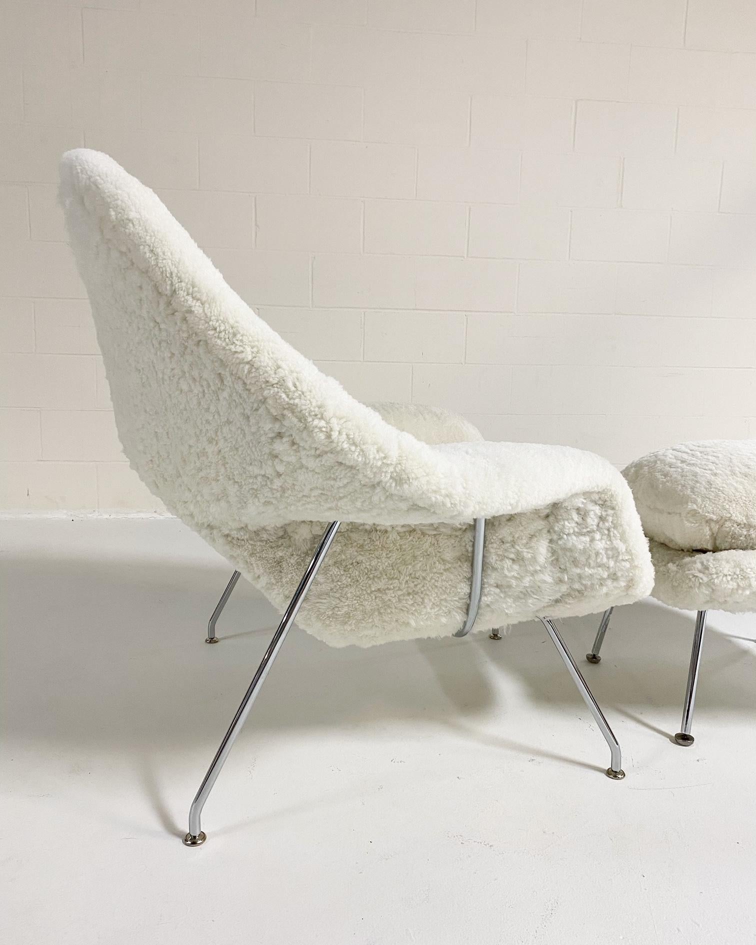 Forsyth Bespoke Eero Saarinen Womb Chair and Ottoman in Australian Sheepskin For Sale 3