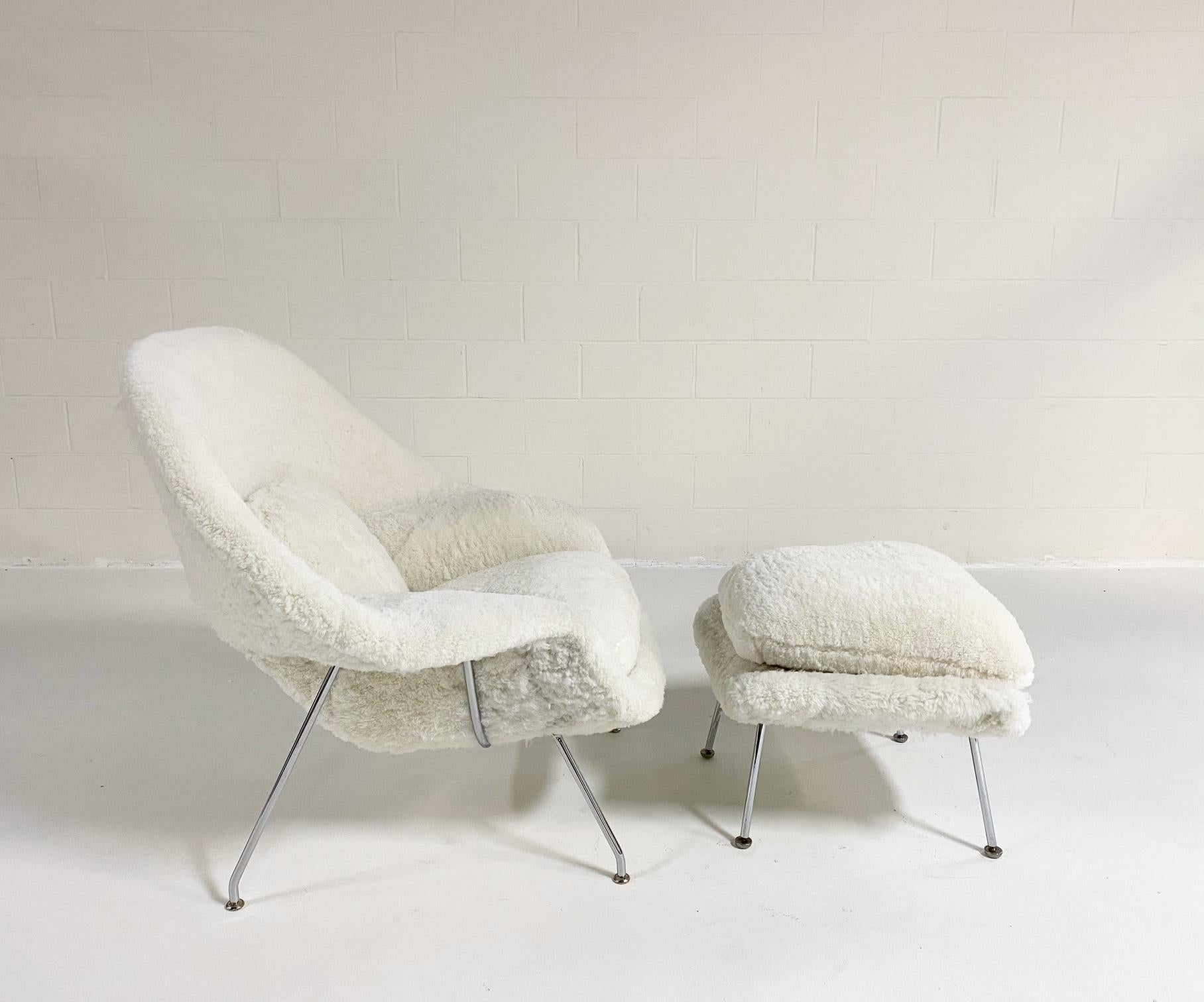 Forsyth Bespoke Eero Saarinen Womb Chair and Ottoman in Australian Sheepskin For Sale 7