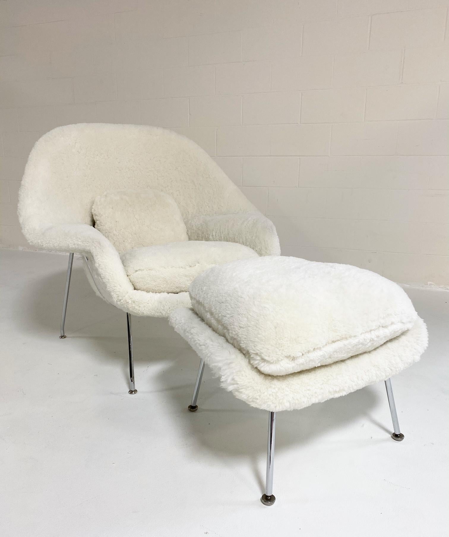 Forsyth Bespoke Eero Saarinen Womb Chair and Ottoman in Australian Sheepskin For Sale 11