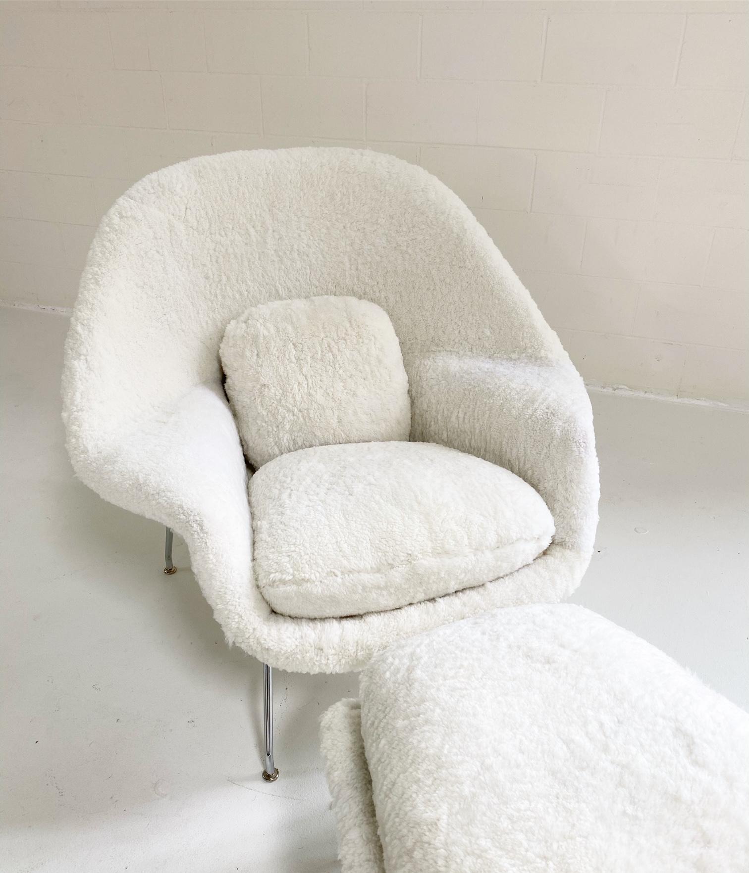 Contemporary Forsyth Bespoke Eero Saarinen Womb Chair and Ottoman in Australian Sheepskin For Sale