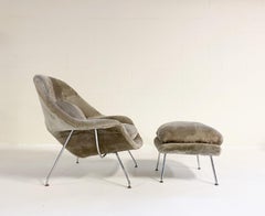 Bespoke Eero Saarinen Womb Chair and Ottoman in Shearling