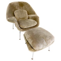 Bespoke Eero Saarinen Womb Chair and Ottoman in Shearling