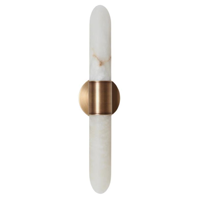 Maßgefertigte elegante italienische Wandleuchte "Tabitha" aus antikem Messing und Alabaster