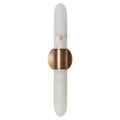 Maßgefertigte elegante italienische Wandleuchte "Tabitha" aus antikem Messing und Alabaster